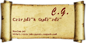 Czirják Győző névjegykártya
